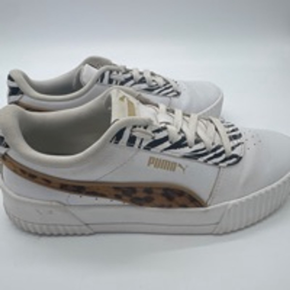Women's Puma Carina Animal Print Sneaker White/Brown Size 7 - Picture 5 of 7